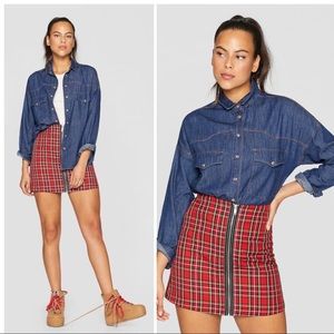 Stradivarius Checked Mini Skirt with Zip sz 2